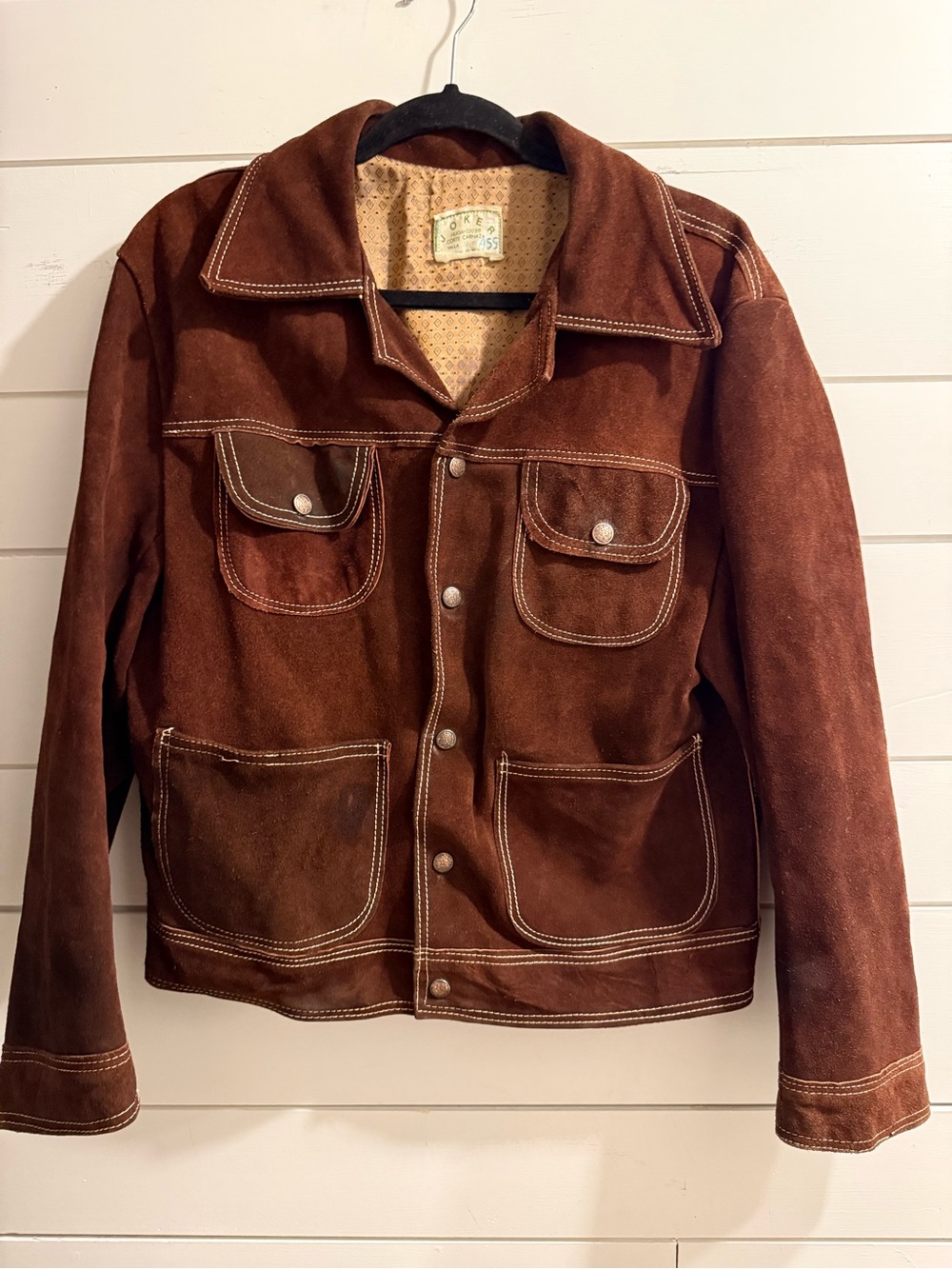 Vintage JOKER 1970s Brown Suede Jacket Made In Mexico Size M Western